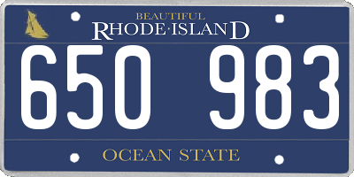 RI license plate 650983