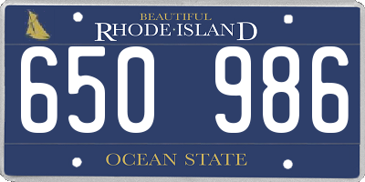 RI license plate 650986