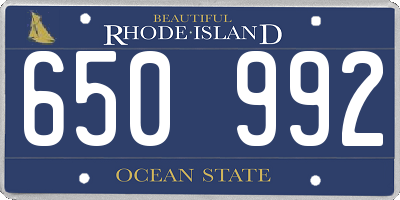 RI license plate 650992