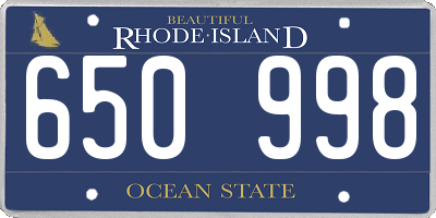 RI license plate 650998
