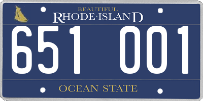 RI license plate 651001