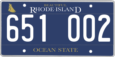 RI license plate 651002