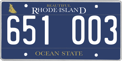 RI license plate 651003
