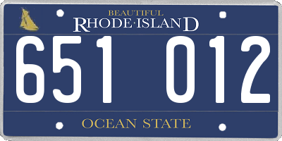 RI license plate 651012