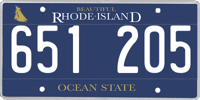RI license plate 651205
