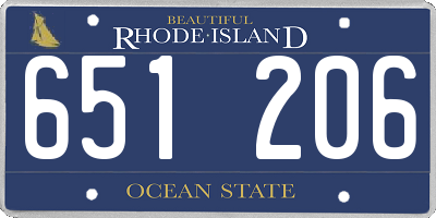 RI license plate 651206