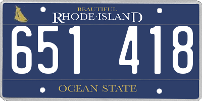 RI license plate 651418
