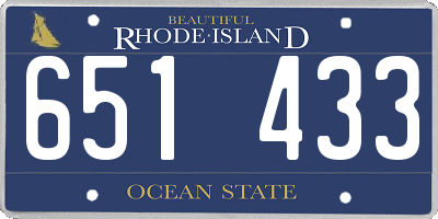 RI license plate 651433