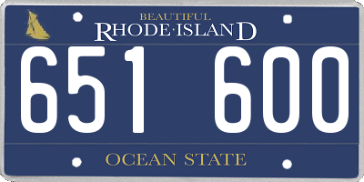 RI license plate 651600
