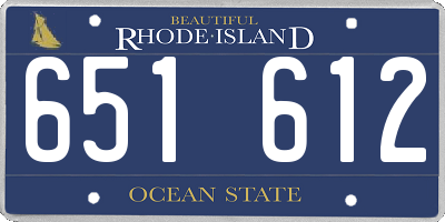RI license plate 651612