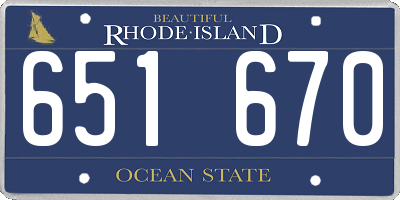 RI license plate 651670