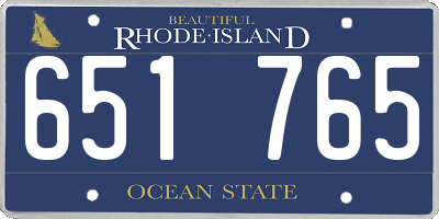RI license plate 651765