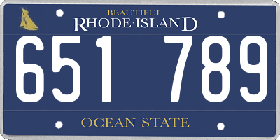 RI license plate 651789