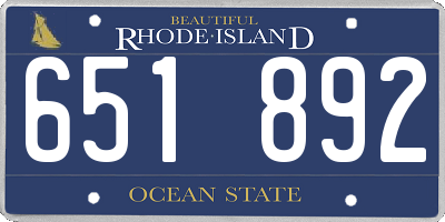 RI license plate 651892