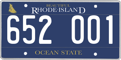 RI license plate 652001