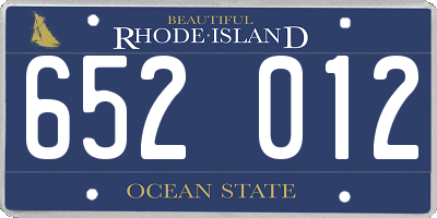 RI license plate 652012