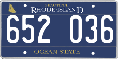 RI license plate 652036