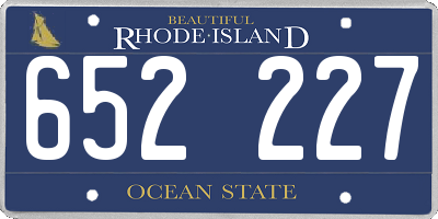 RI license plate 652227