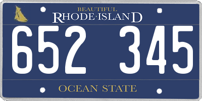 RI license plate 652345