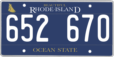 RI license plate 652670
