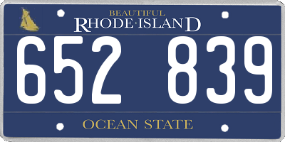 RI license plate 652839
