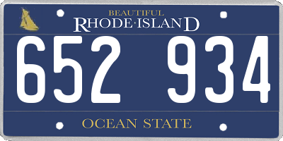 RI license plate 652934