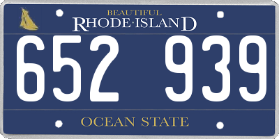 RI license plate 652939