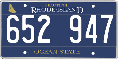 RI license plate 652947