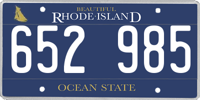 RI license plate 652985