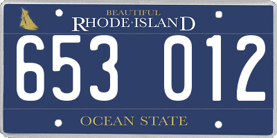 RI license plate 653012