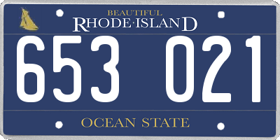 RI license plate 653021