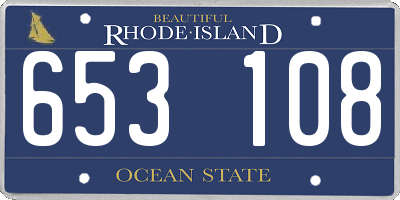 RI license plate 653108