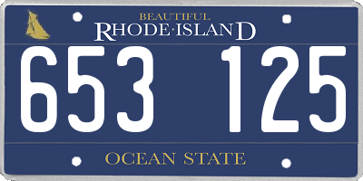 RI license plate 653125