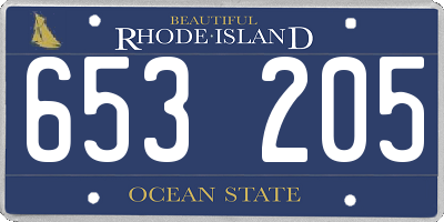 RI license plate 653205