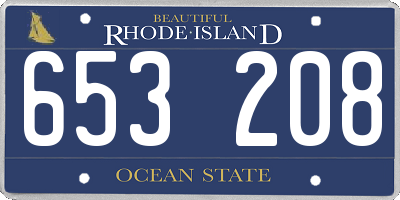 RI license plate 653208