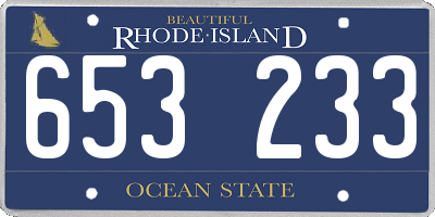 RI license plate 653233