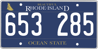 RI license plate 653285