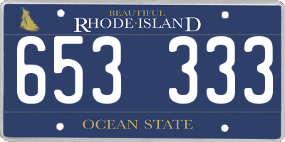 RI license plate 653333