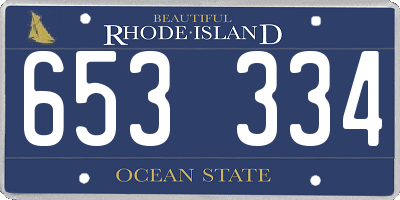 RI license plate 653334
