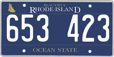 RI license plate 653423