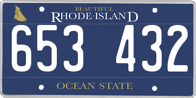 RI license plate 653432