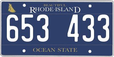 RI license plate 653433