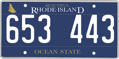 RI license plate 653443