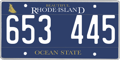 RI license plate 653445