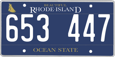 RI license plate 653447