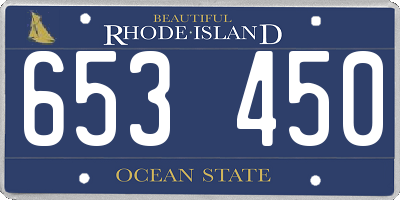 RI license plate 653450