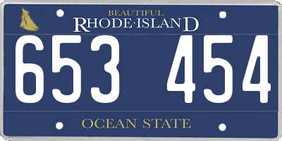 RI license plate 653454