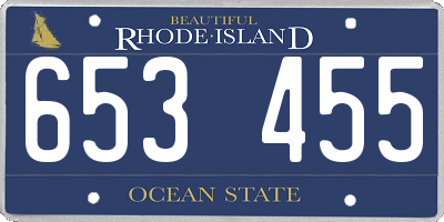 RI license plate 653455