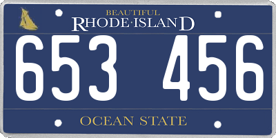 RI license plate 653456