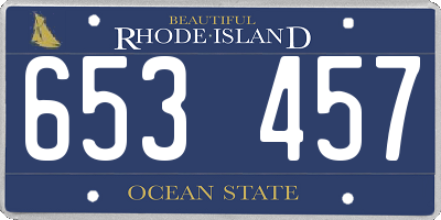 RI license plate 653457